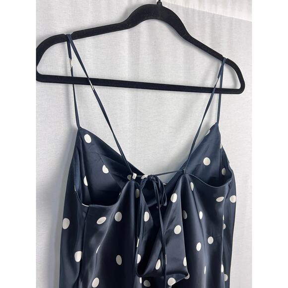 NWT Old Navy Dress Cowl Neck Slip Maxi Polka Dot Satin Romantic Party Retro - Picture 6 of 8